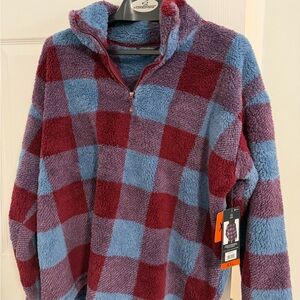 Eddie Bauer Plaid Fleece Quarter-Zip Pullover